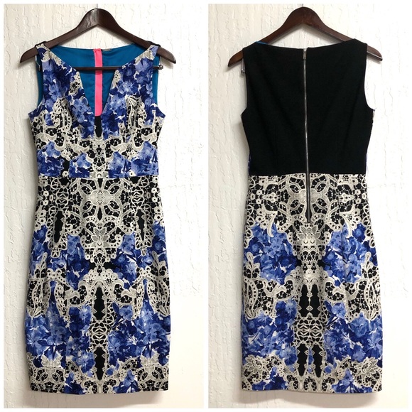 Elie Tahari Graphic Print Sleeveless Sheath Dress - Picture 5 of 8